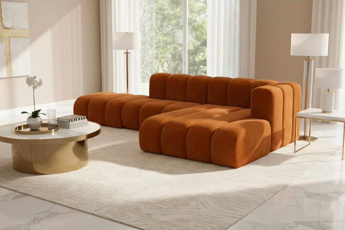 ECKSOFA L-form mit Hocker, Grand Mini, Stoff Salvador, Braun, Rechts - Braun, Holz (295/179cm) - Kaiser Möbel