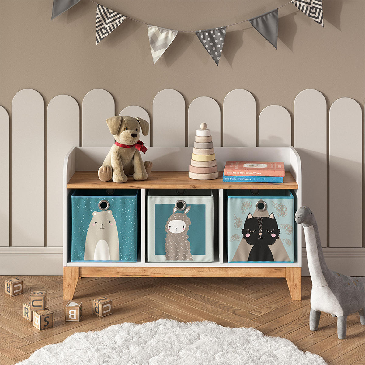 KINDERSITZBANK Malia Weiß/Artisan 107.2 x 63.8 cm - Weiß, Holzwerkstoff (107.2/63.8/30.6cm) - VitaliSpa