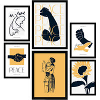 POSTER Set Mit 6 In Schwarzer Tinte Frieden Und Kraft A3 & A4 Rahmenlos - Klar, Papier (29/3cm) - Nacnic