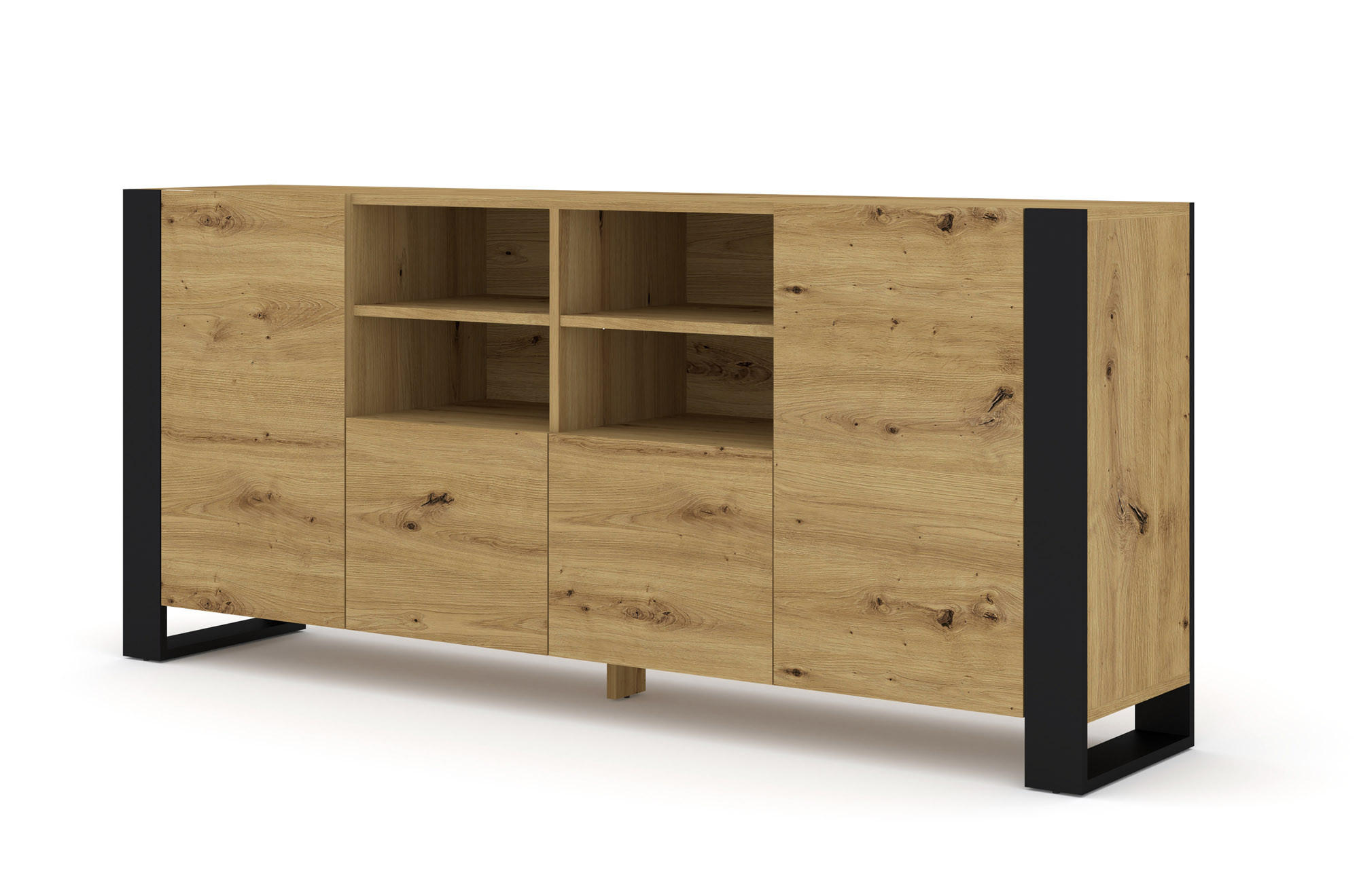 KOMMODE Artisan, Schwarz 188/84/40 - Schwarz, Holzwerkstoff (188/84/40cm) - RAUMHIRSCH FURNITURE