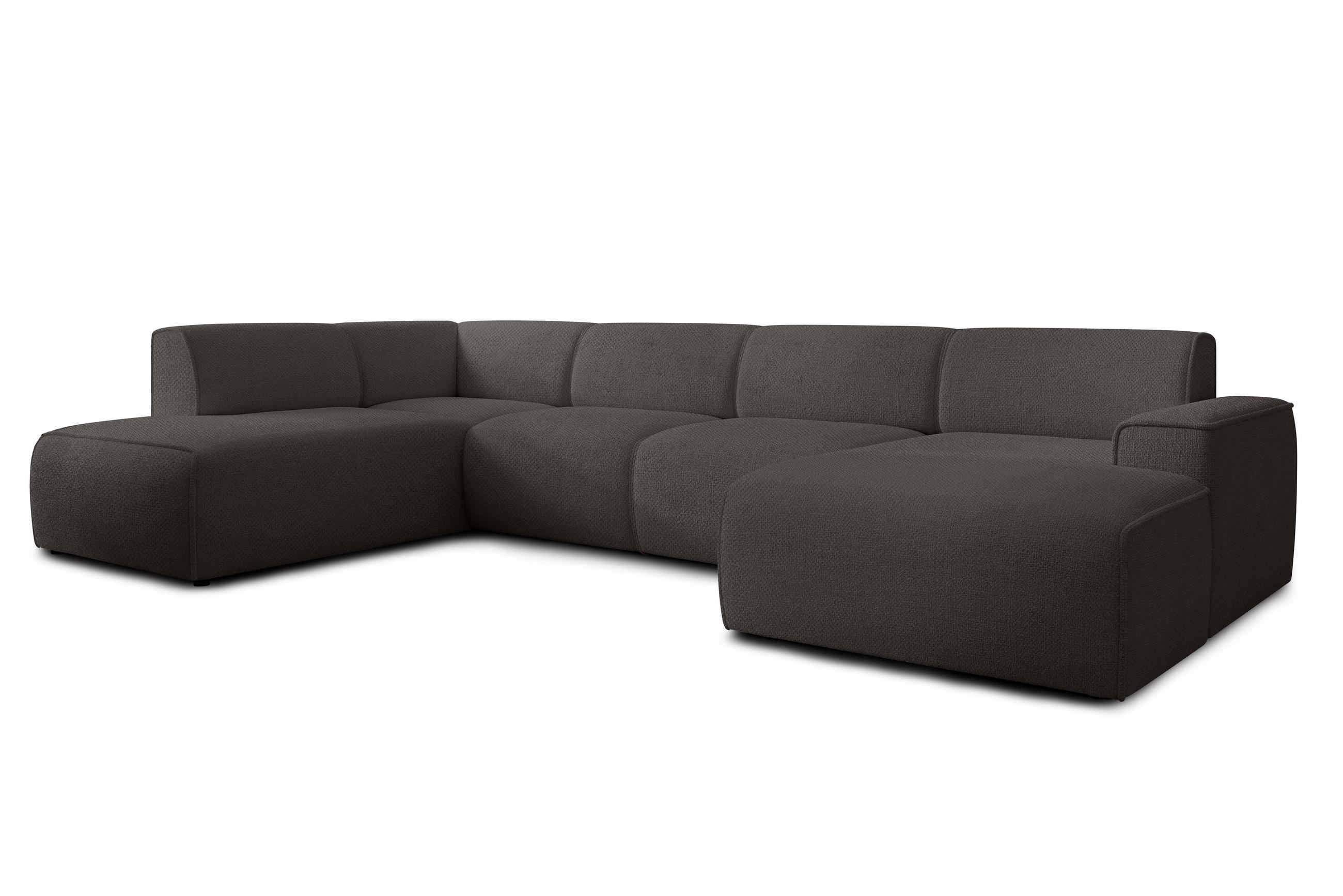 WOHNLANDSCHAFT Didim Grau 378/220/78 cm – großes Sofa stilvoll & bequem L - Schwarz/Grau, Kunststoff/Textil (220/78/378cm) - AX Living