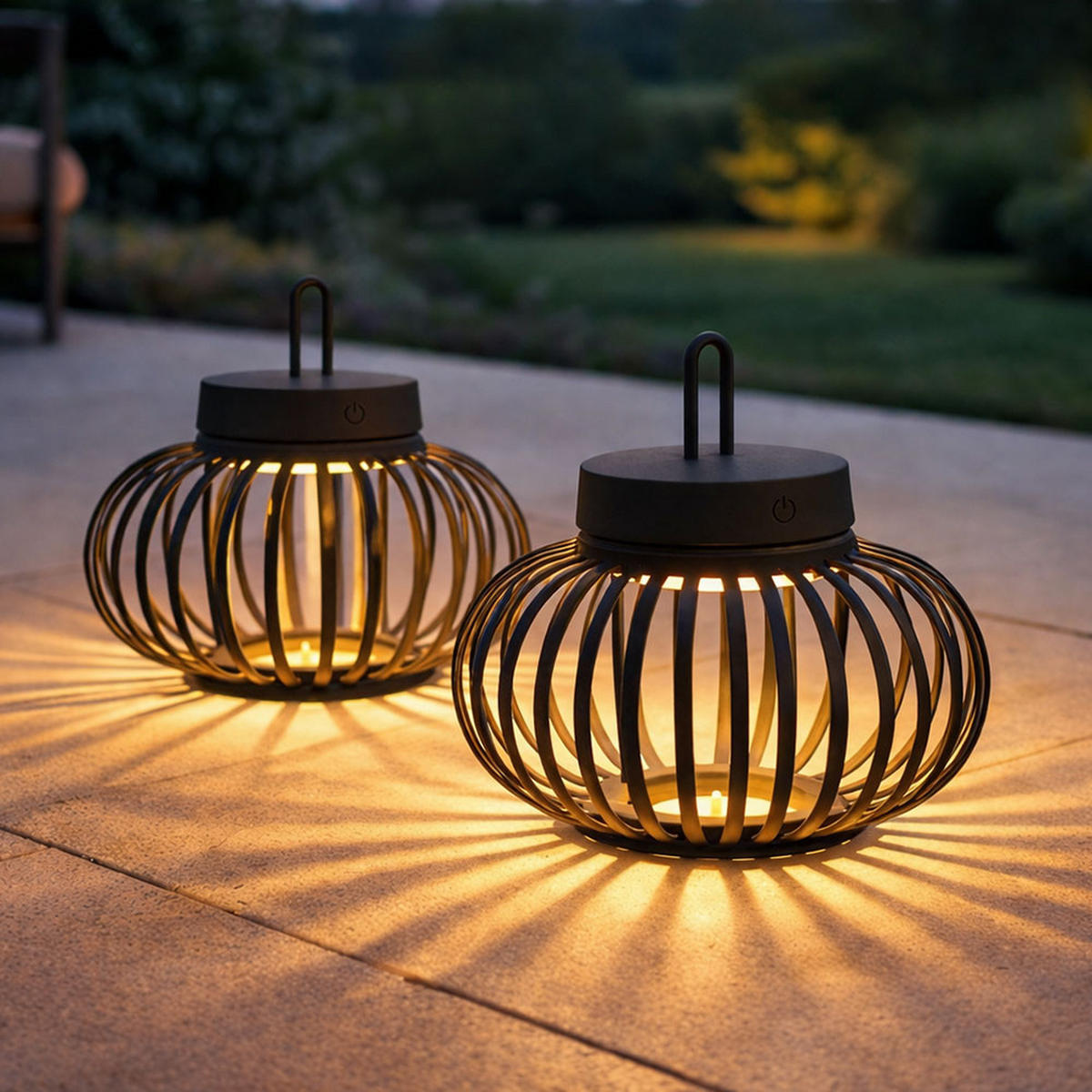 PENDLEUCHTE GABBIA Metall Schwarz, LED Akku, 2er Set - Schwarz, Metall (25/25/22cm)