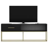 TV-LOWBOARD Mira Schwarz Gold mit Metall Füße 9635 - Goldfarben/Schwarz, Holzwerkstoff/Metall (160/60/35cm) - moebel17