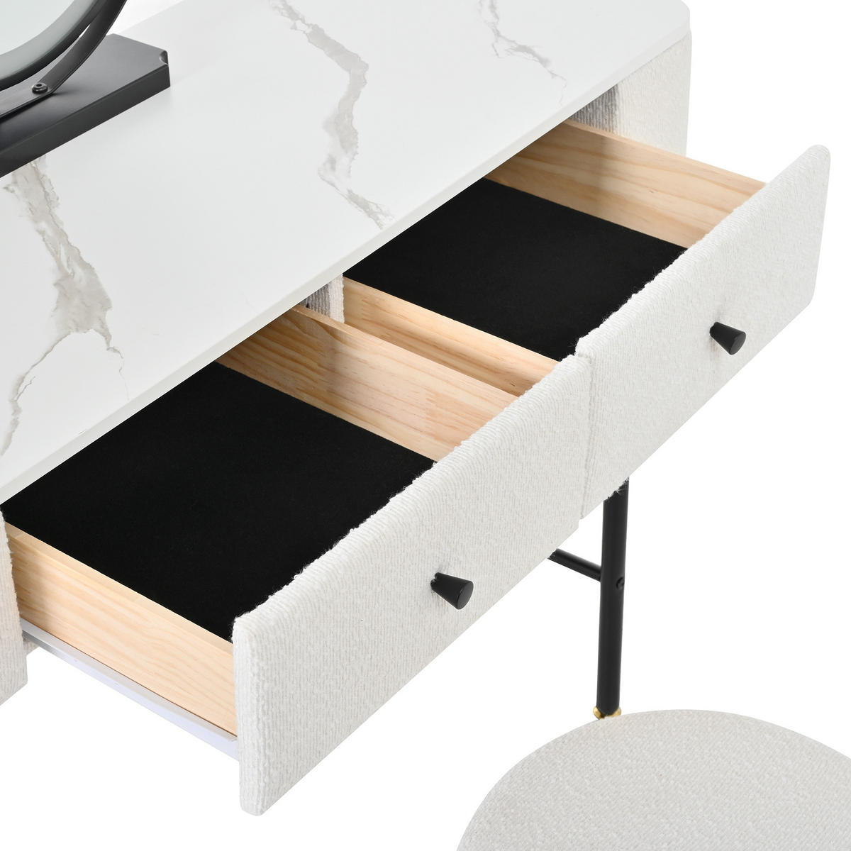 SCHMINKTISCH 100/40/120 cm weiß aus Spanplatte mit LED-Spiegel - Weiß, Holzwerkstoff (40/120/100cm) - OKWISH