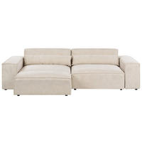 2-SITZER-SOFA Samtstoff hellbeige mit Ottomane Hellnar - Beige, Textil (262/70/126cm) - Beliani