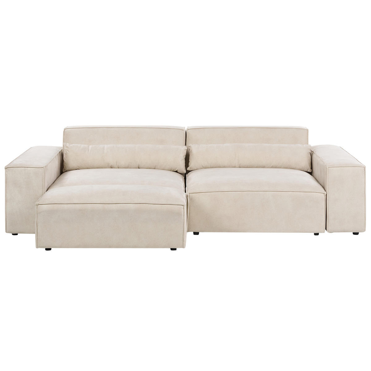 2-SITZER-SOFA Samtstoff hellbeige mit Ottomane Hellnar - Beige, Textil (262/70/126cm) - Beliani