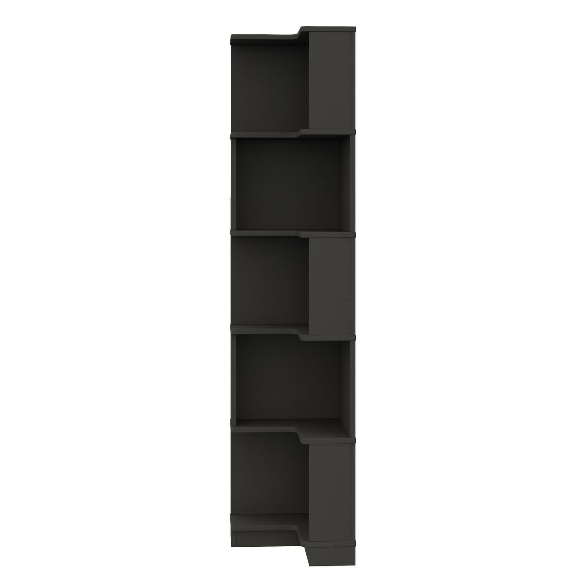 ECKBÜCHERREGAL mit LED-Lichtleiste 63,5 x 45 x 175 cm MDF Schwarz - Schwarz, Holzwerkstoff (45/175/63.5cm) - Beauniv