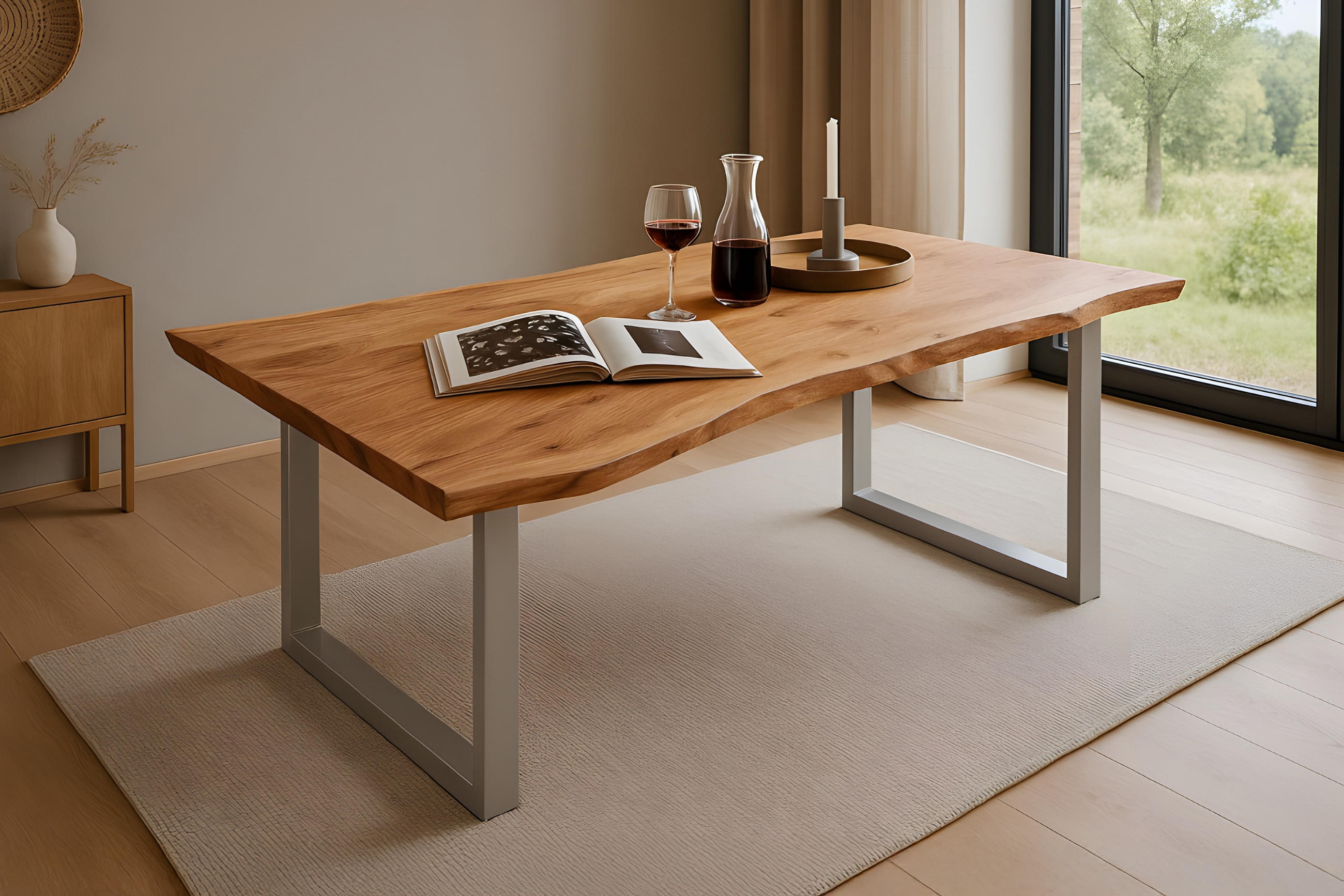 ESSTISCH MAX - Beige/Silberfarben, Holz/Metall (80/120/77cm) - SAM