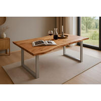 ESSTISCH MAX - Beige/Silberfarben, Holz/Metall (85/160/77cm) - SAM