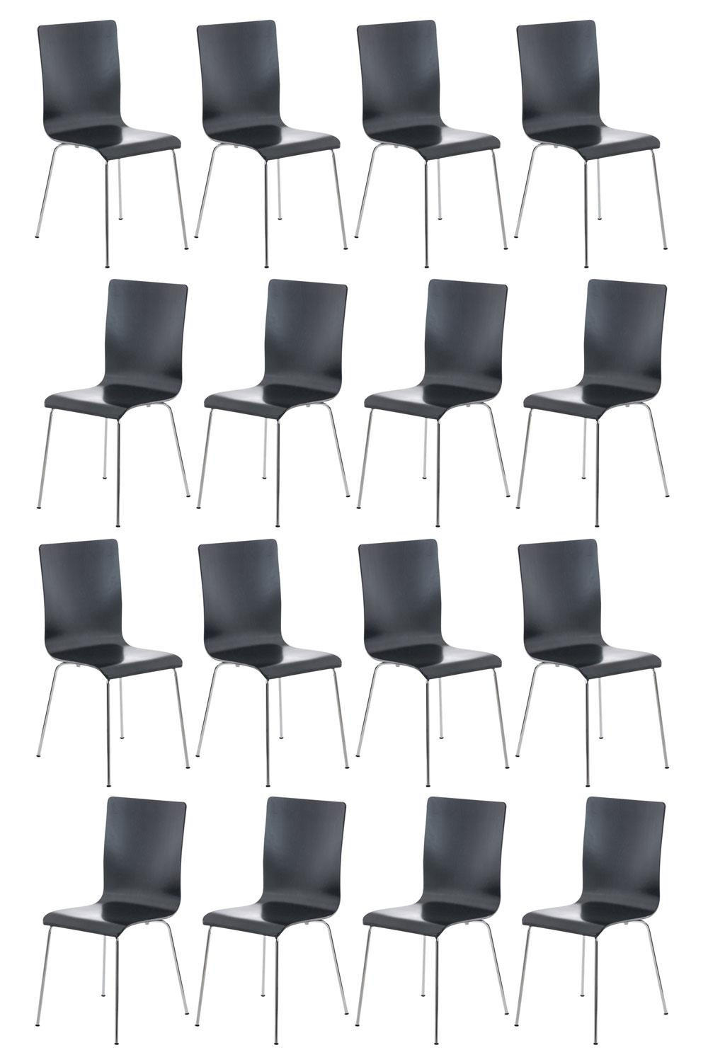 BESUCHERSTUHL 16er Set Holz schwarz - Schwarz, Holz/Metall (43/87/47cm) - CLP