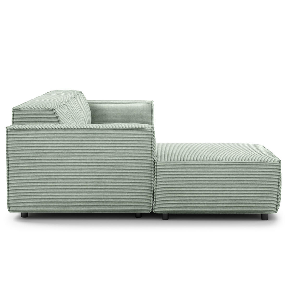 ECKSOFA mit Longchair - Schwarz/Mintgrün, Kunststoff/Textil (294/177cm) - home24