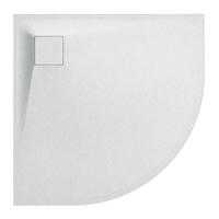 DUSCHWANNE vidar halbrund Steinoptik, 2-tlg. Set mit Ablaufgarnitur, 80/80/3,2 cm - Weiß, Kunststoff (80/3.2/80cm) - bad land