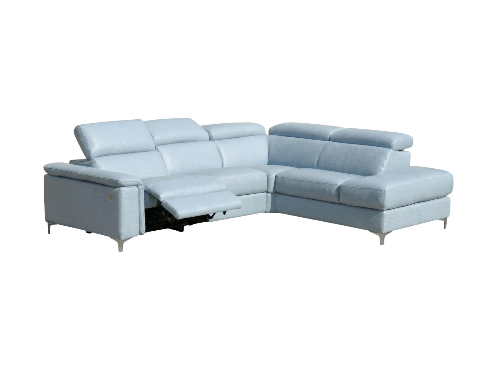 ECKSOFA Avenger Echtleder mit 1 x Relaxfunktion Weiß - Weiß, Leder/Metall (271/81/224cm)