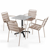 GARTENSET 5-tlg., Marmor und Taupe - Taupe, Metall - Oviala