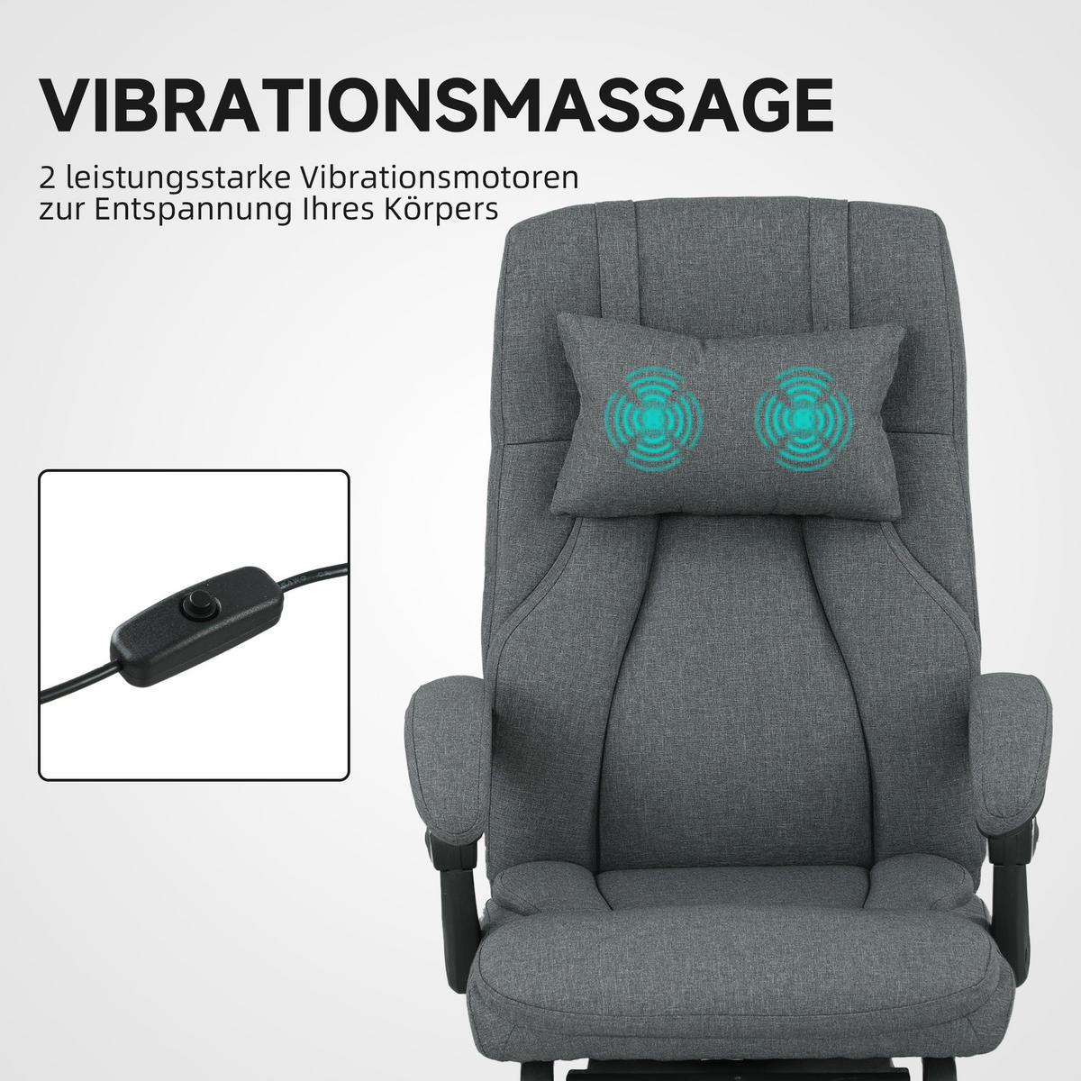 DREHSTUHL DE-05049 USB-Schnittstelle & schwenkbare Räder Dunkelgrau - Dunkelgrau, Metall (74/117/64cm) - ComfortXL