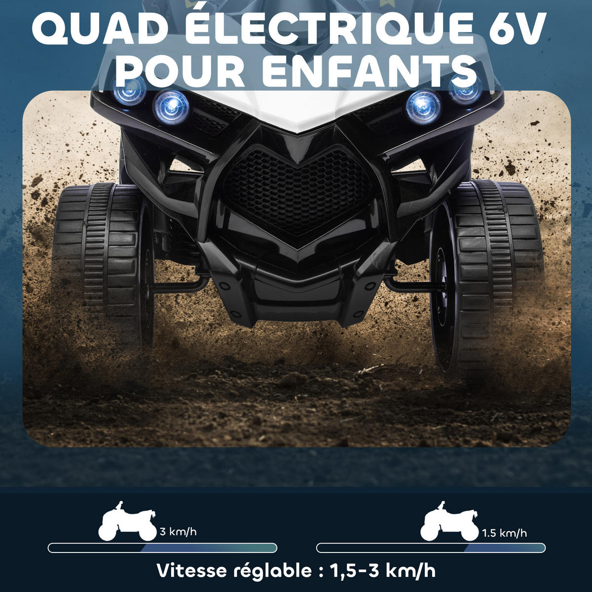 ELEKTRO-QUAD DE-13088 LED-Scheinwerfer Weiß - Weiß, Metall (70/42/45cm) - ComfortXL