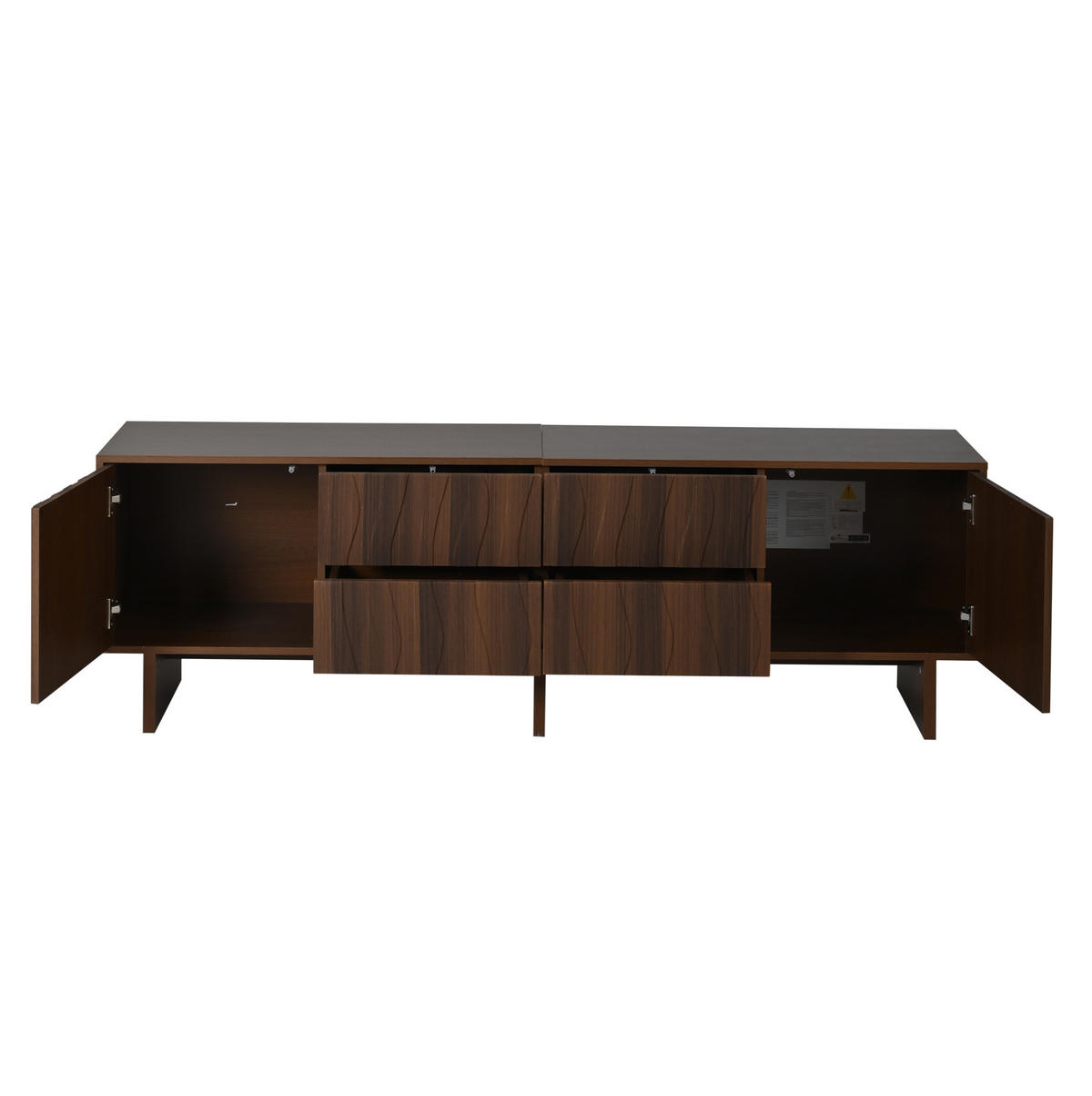 TV-LOWBOARD aus Spanplatte 180x40x56 cm Walnuss mit 4 Schubladen und 2 Türen - Braun, Holzwerkstoff (180/56/40cm) - IVMEU