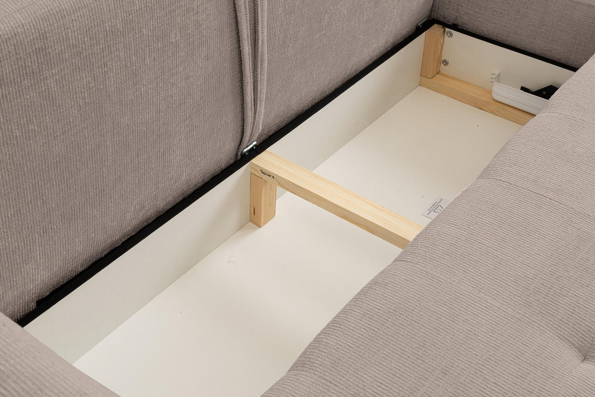 ECKSOFA Lucky in L-Form mit Schlaffunktion und Bettkasten, Farbe: Braun, Strukturstoff, Ottomane Links oder Rechts - Braun, Textil (275/160cm) - VENASI MÖBEL