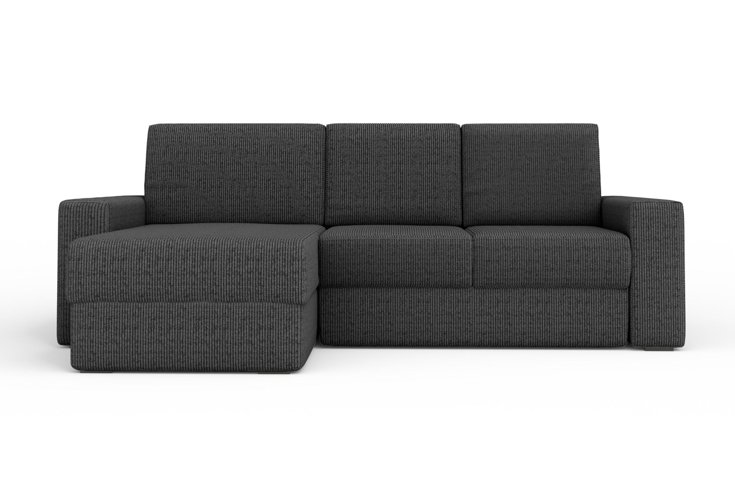 ECKSOFA TOCO L 240x145 cm in Cord Anthrazit links - Anthrazit, Holz/Holzwerkstoff (240/145cm) - Deine Möbel 24