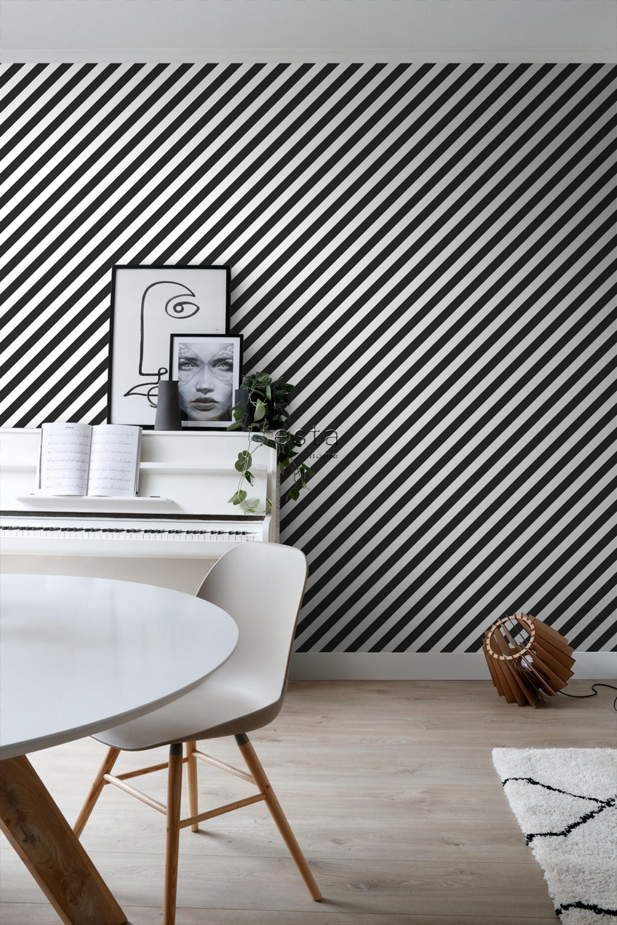 TAPETE Streifen 53 cm x 10.05 m - Schwarz, Papier (53/1000cm) - ESTAhome