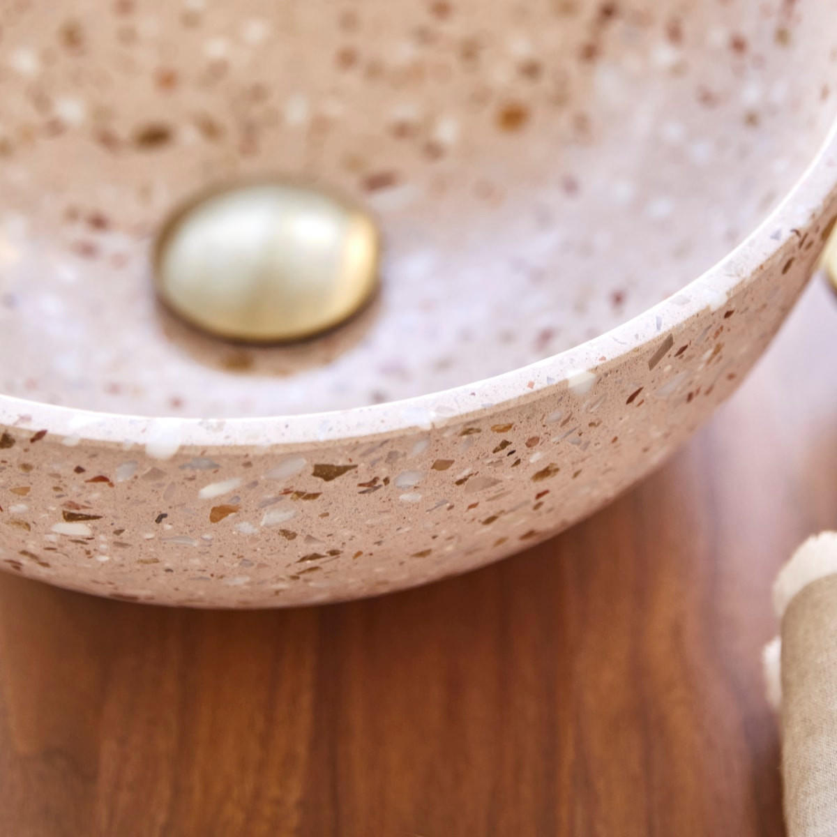 WASCHBECKEN Elea Rosa aus Premium-Terrazzo - Pink, Stein (32/13/32cm) - Tikamoon