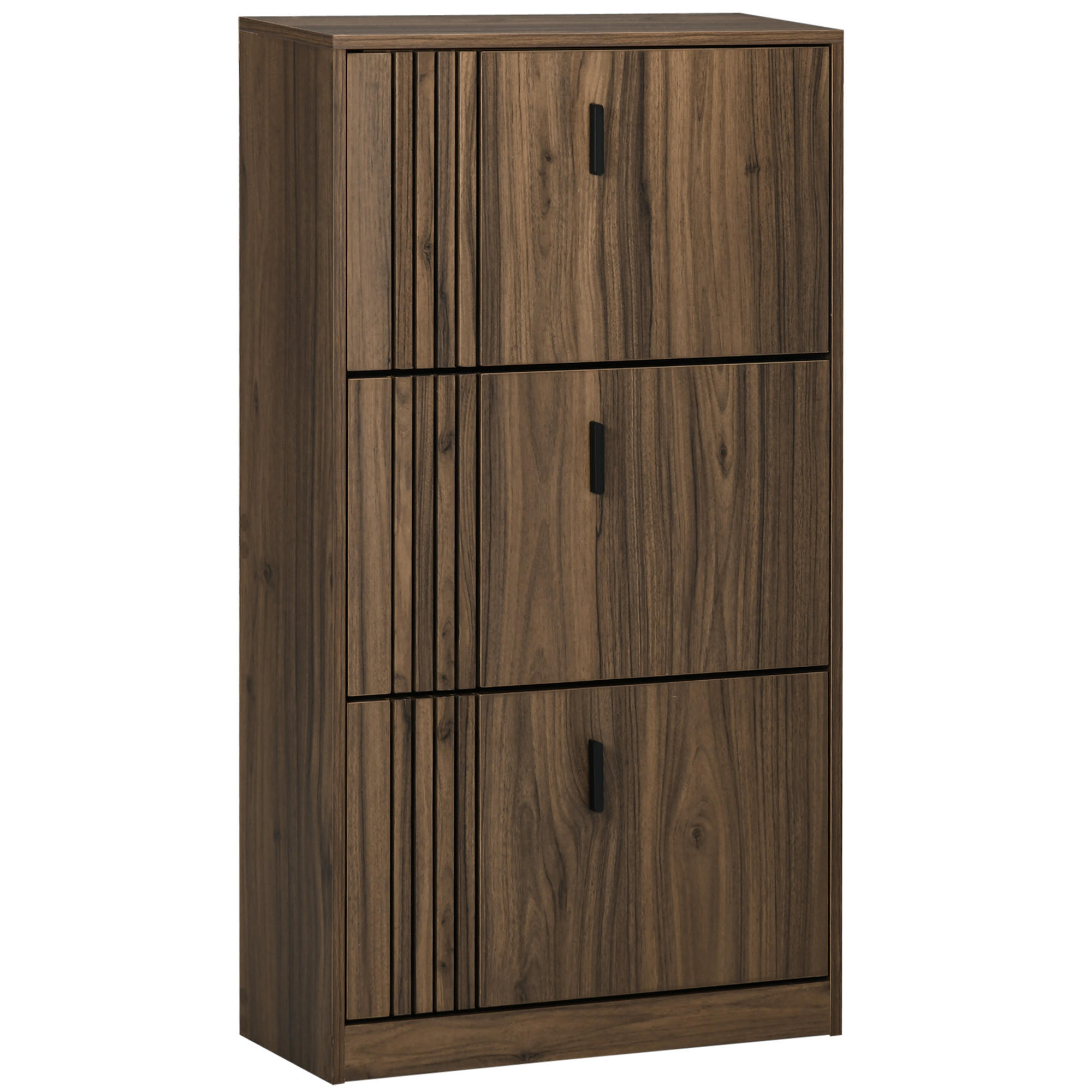 SCHUHSCHRANK DE-15000 3 Klapptüren für 18 Paar Schuhe Dunkles Nussbaum - Walnussfarben, Holzwerkstoff (63/117/24cm) - ComfortXL