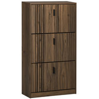 SCHUHSCHRANK DE-15000 3 Klapptüren für 18 Paar Schuhe Dunkles Nussbaum - Walnussfarben, Holzwerkstoff (63/117/24cm) - ComfortXL