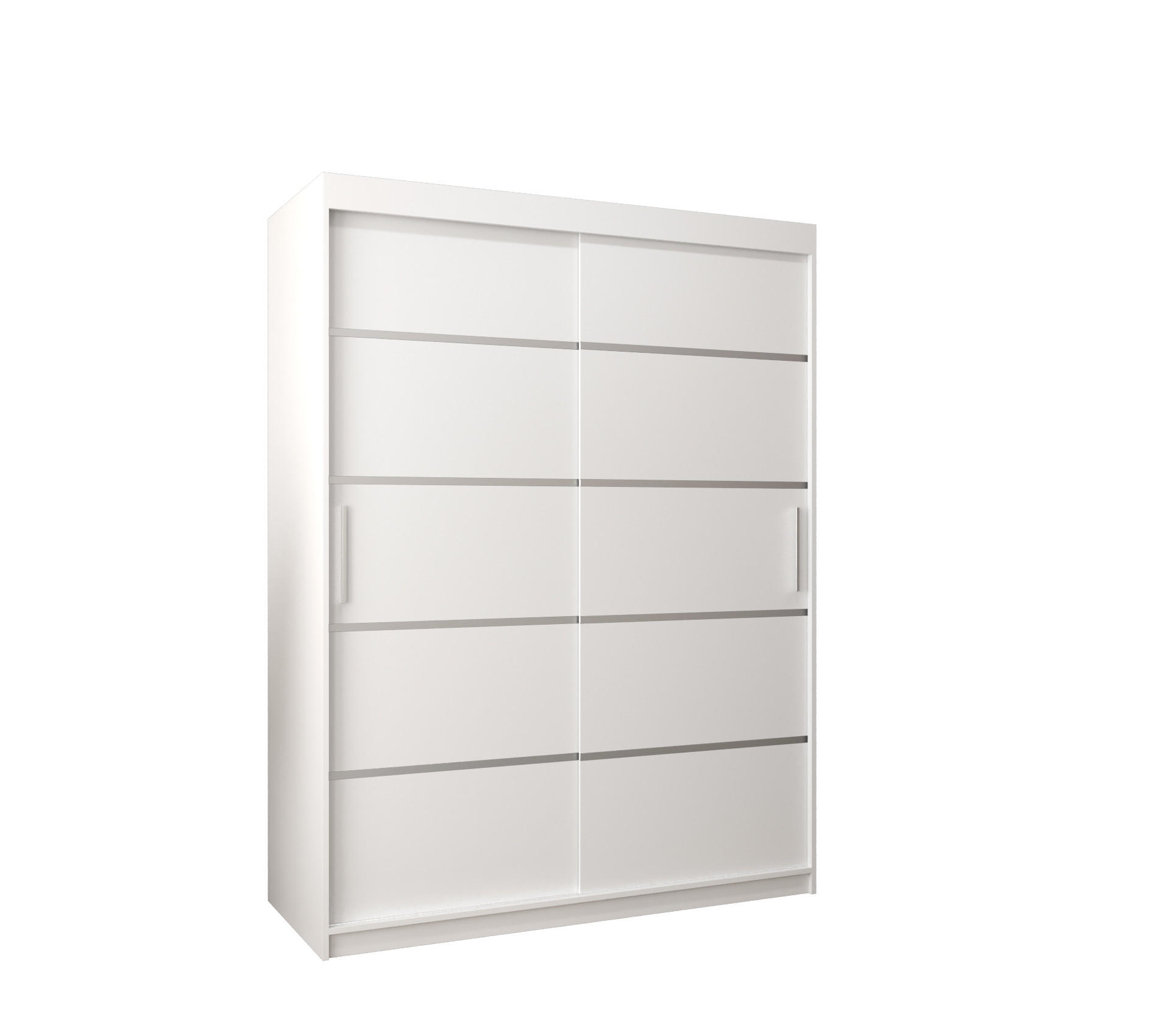 SCHWEBETÜRENSCHRANK 200/150/62 2-türig - Silberfarben/Weiß, Holz/Kunststoff (150/200/62cm) - Abiks Möbel