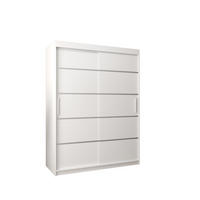 SCHWEBETÜRENSCHRANK 200/150/62 2-türig - Silberfarben/Weiß, Holz/Kunststoff (150/200/62cm) - MÖBEL KRYSPOL