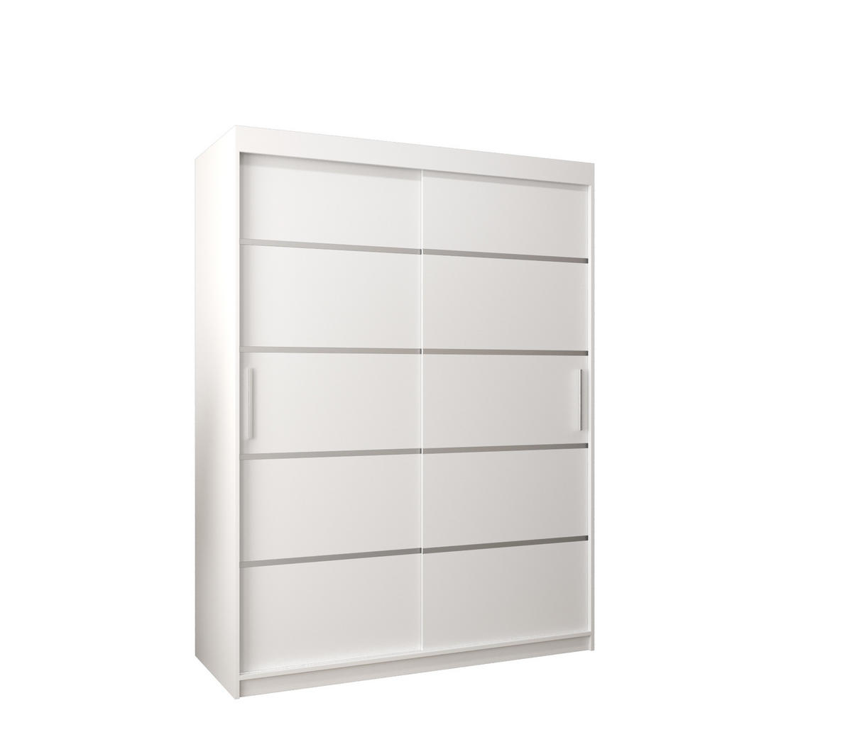 SCHWEBETÜRENSCHRANK 200/150/62 2-türig - Silberfarben/Weiß, Holz/Kunststoff (150/200/62cm) - MÖBEL KRYSPOL
