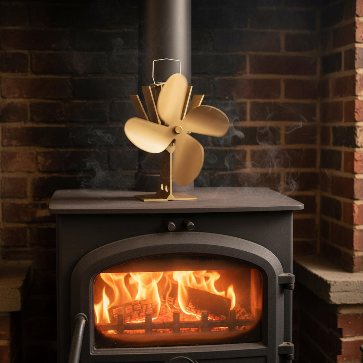 OFENVENTILATOR Bronze Aluminium stromlos - Hellbraun, Metall (19/26/12cm) - Relaxdays