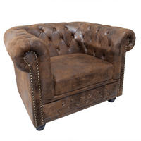 SESSEL CHESTERFIELD Microfaser Braun 110 cm - Dunkelbraun/Braun, Holz/Textil (110/73/85cm) - riess-ambiente