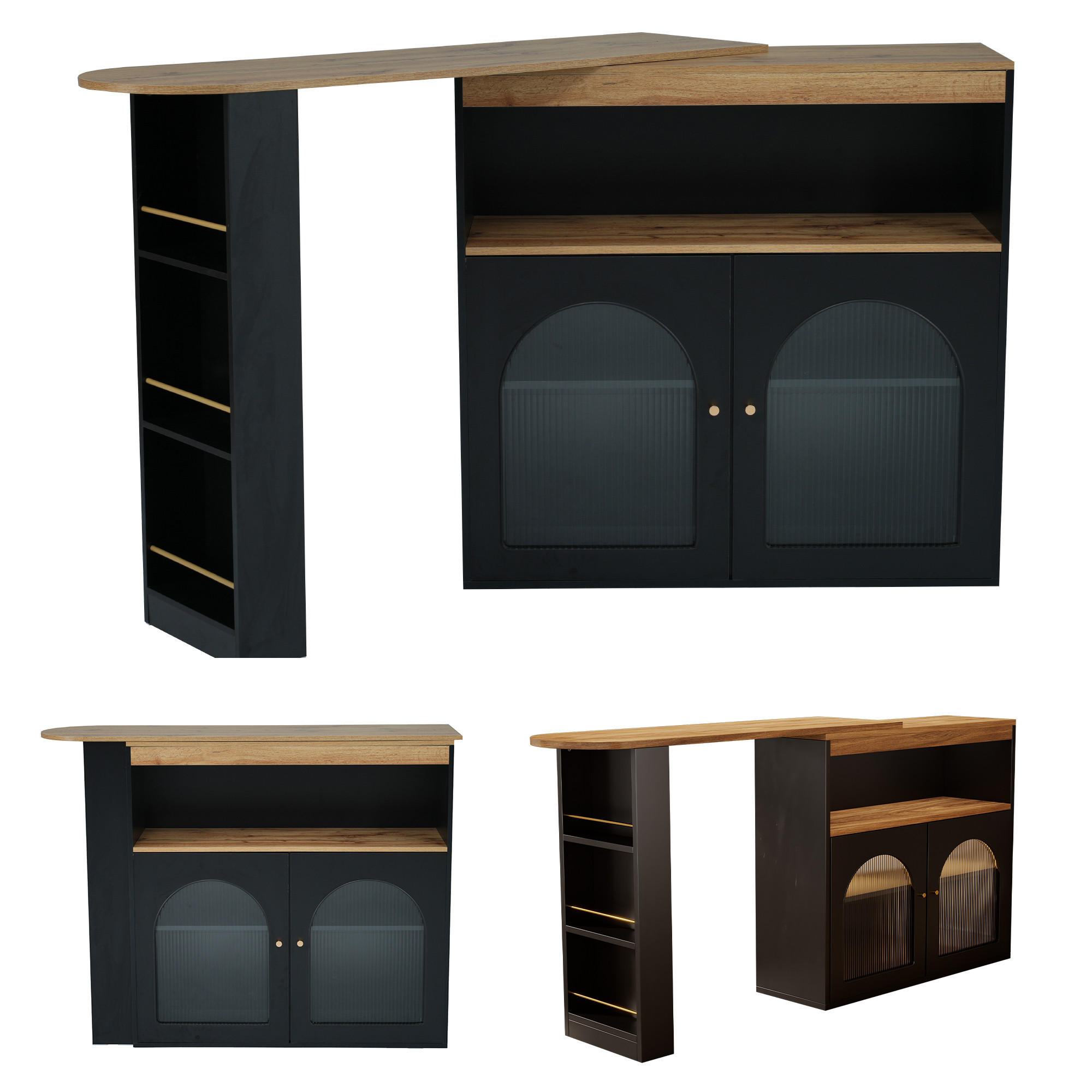 BARSCHRANK Schwarz 138/39/105cm - Braun, Holzwerkstoff/Metall (39/105/138cm) - Urban Meuble