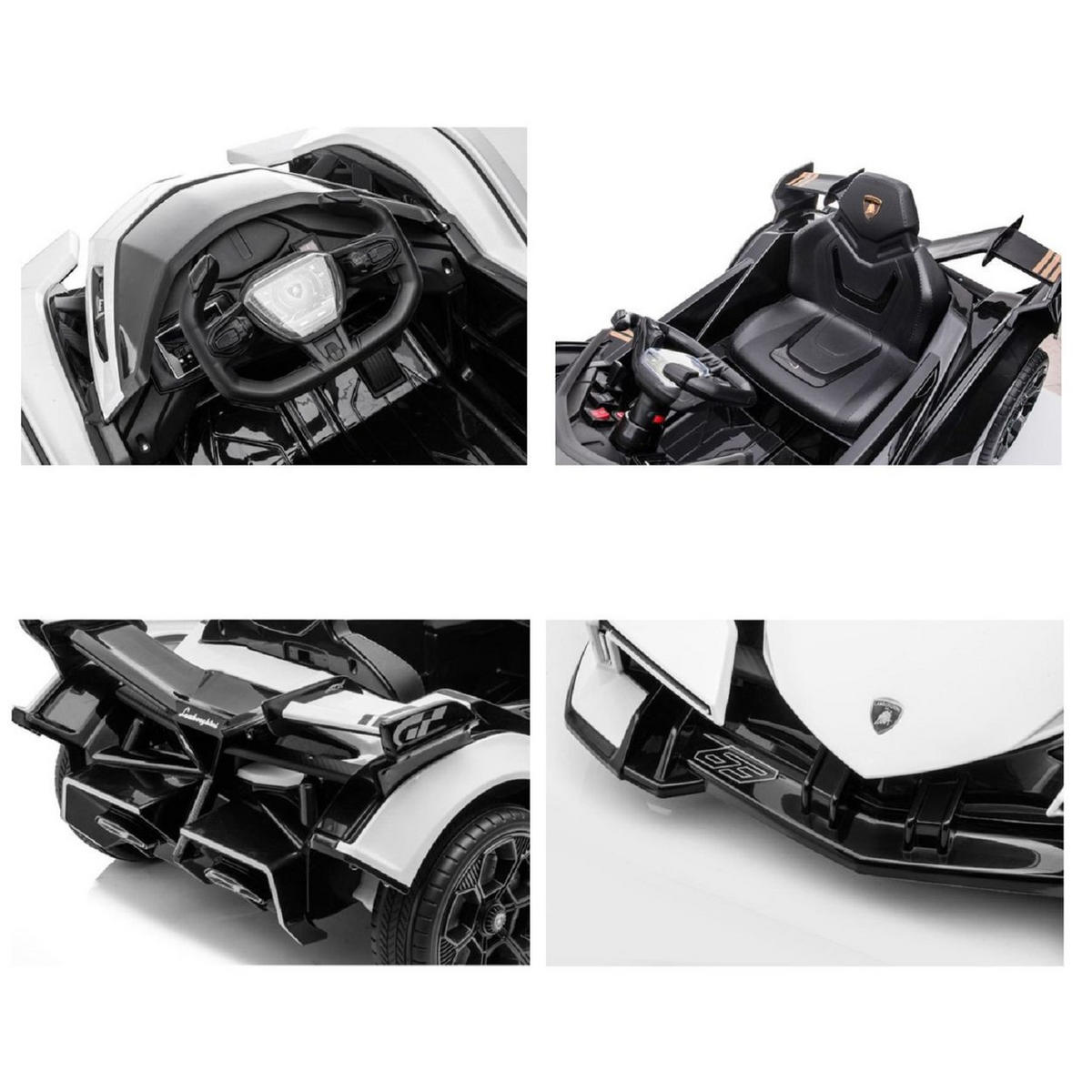 KINDER ELEKTROAUTO Lamborghini V12 Vision Gran Turismo schwarz Fernbedienung, MP3-Anschluss, Musikfunktion, Batterieanzeige - Schwarz, Kunststoff (117/66/50cm) - Es-Toys