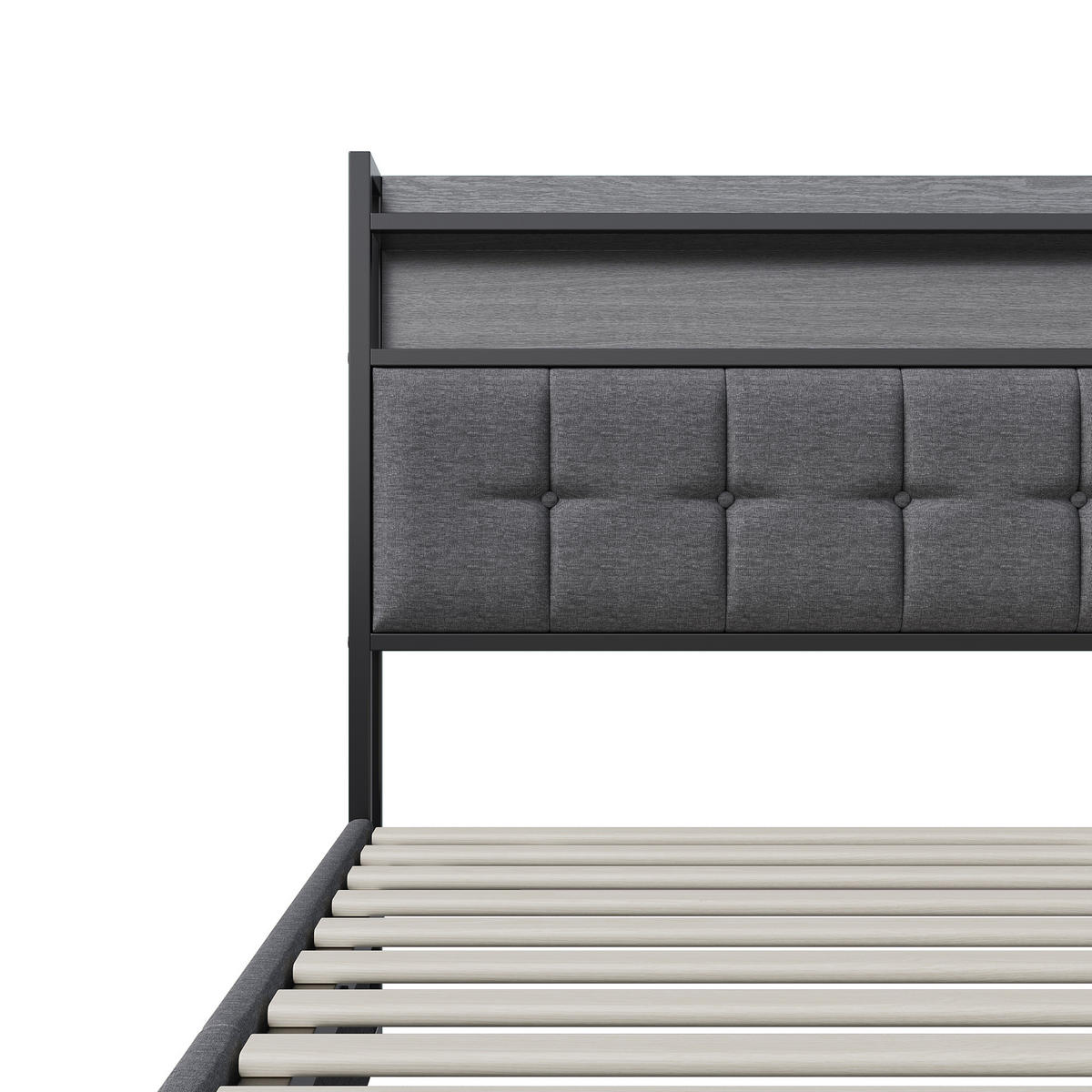 POLSTERBETT 140x190 cm LED Bettkasten USB Steckdose grau - Grau, Holz (140/190cm) - LEBENLANG