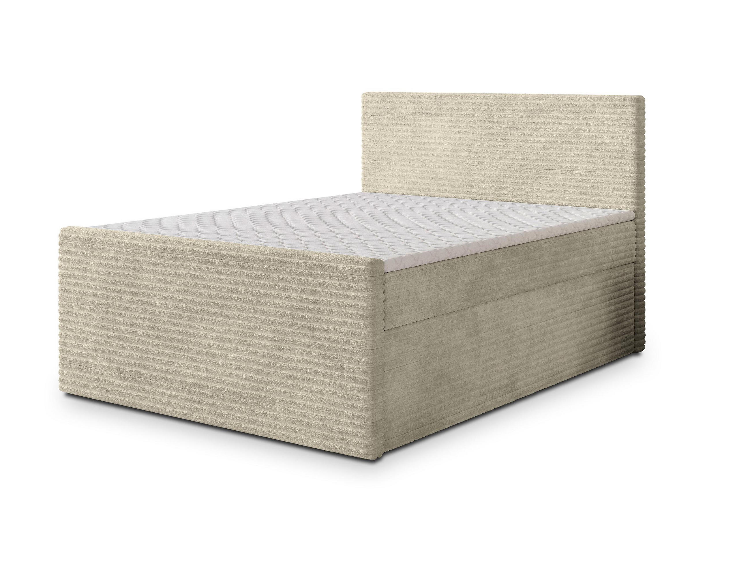 BOXBETT NOLEN 160x200 cm mit Matratze und Topper - Creme - Creme, Holz (160/200cm) - MASSENO