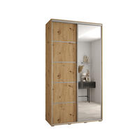 SCHWEBETÜRENSCHRANK 235,2/140/45 2-türig - Silberfarben/Eiche Artisan, Holz/Metall (140/235/45cm) - Abiks Möbel