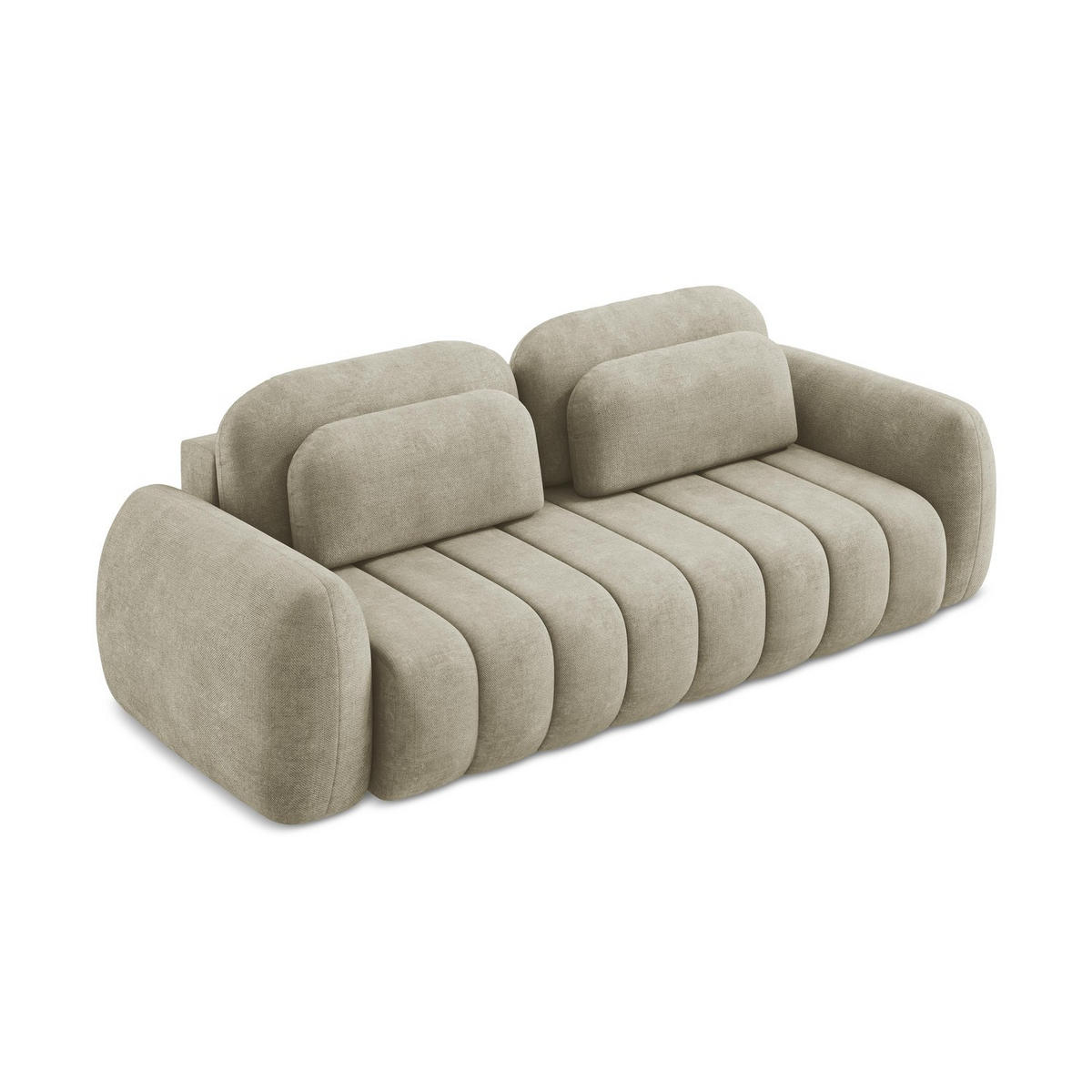 3-SITZER SOFA mit Schlaffunktion Chenille Stoff Beige - Beige/Schwarz, Holzwerkstoff/Kunststoff (266/95/121cm) - LaMiaSofa