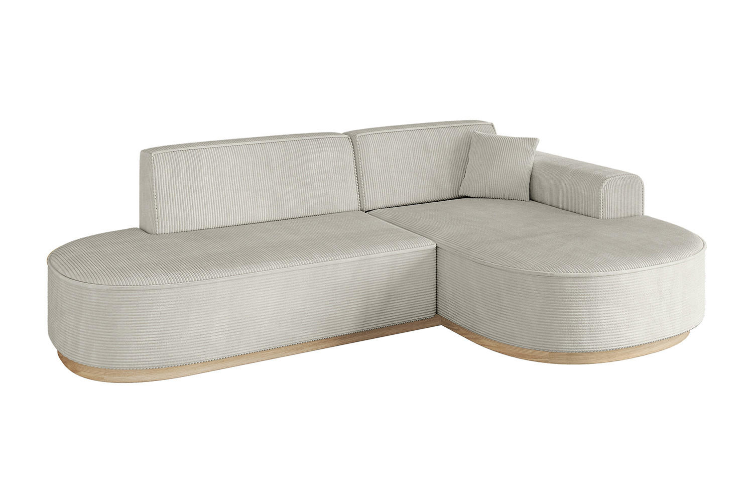 ECKSOFA Ottomane Rechts MARI-L1-v1 - 243x171x83 cm Hellgrau Cord - Hellgrau, Holzwerkstoff/Textil (171/243cm) - ALTDECOR