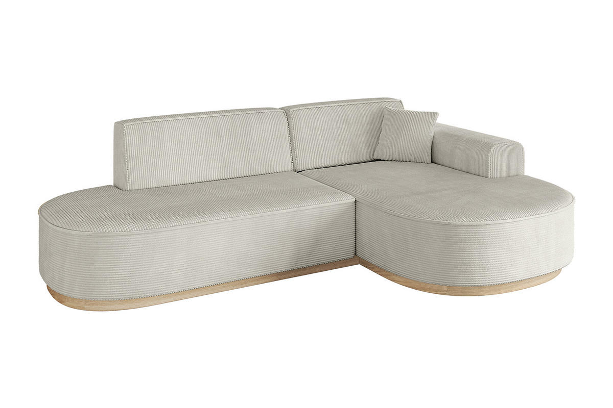 ECKSOFA Ottomane Rechts MARI-L1-v1 - 243x171x83 cm Hellgrau Cord - Hellgrau, Holzwerkstoff/Textil (171/243cm) - ALTDECOR