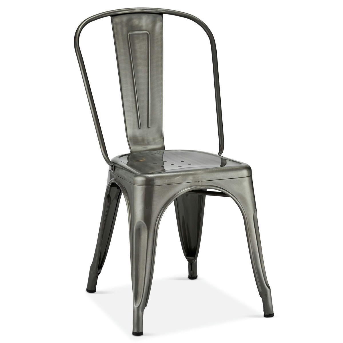 STUHL-SET 4 Stück in Stahl - Silberfarben/Grau, Metall (43/85/51cm) - Furnhouse