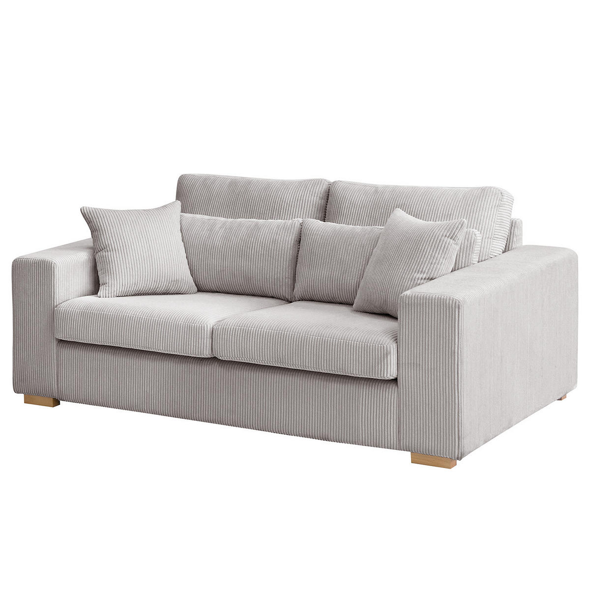 2,5-SITZER SOFA - Buchefarben/Hellblau, Holz/Buchenholz (194/85/104cm) - home24