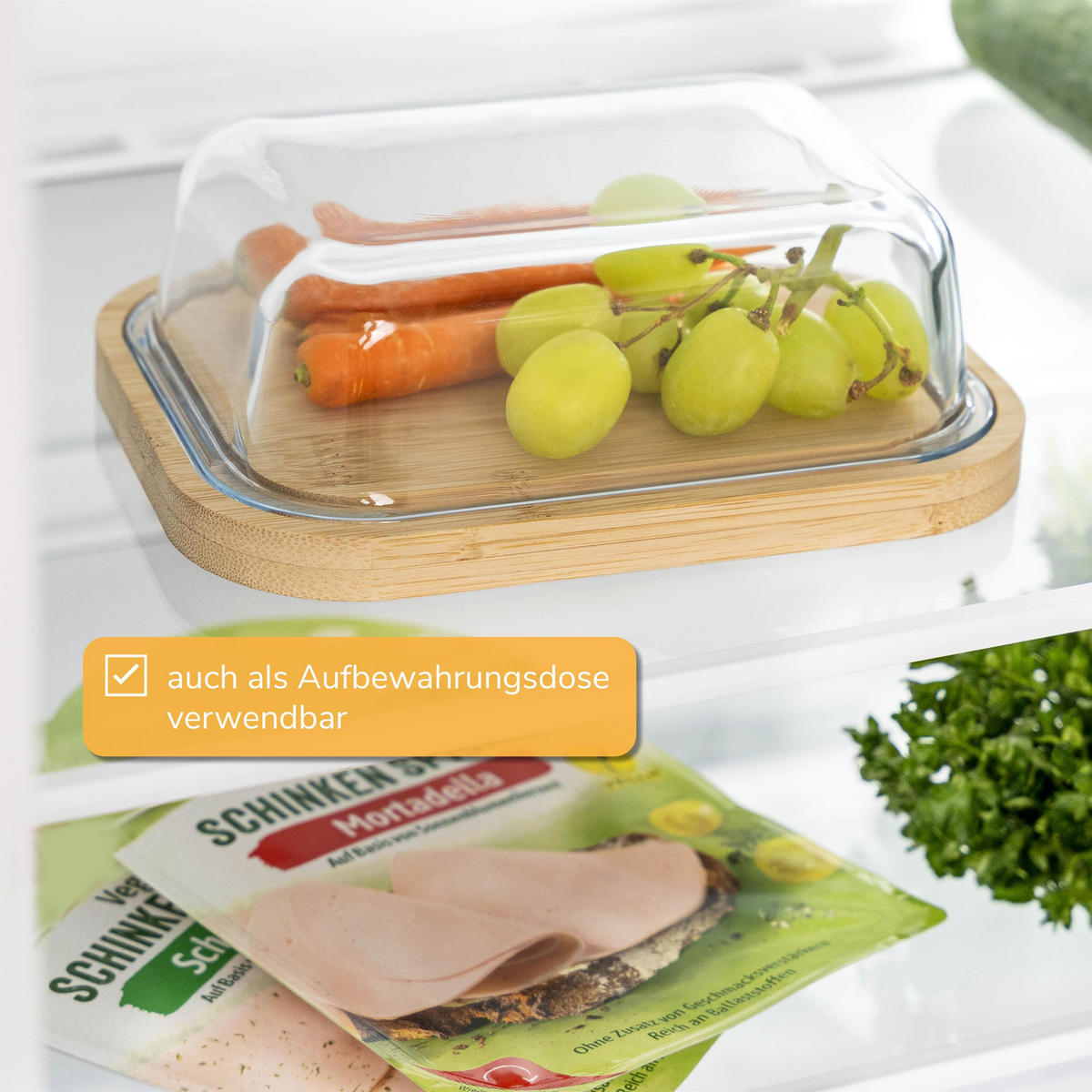 BUTTERDOSE, weiß - Transparent, Glas (17/4/12.5cm) - eluno