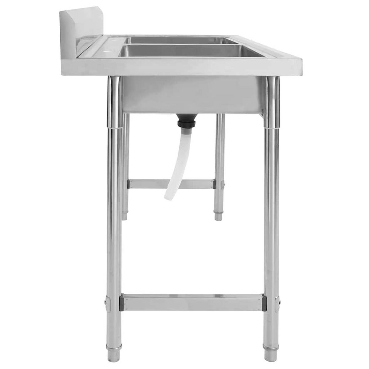 KÜCHENSPÜLE Doppelbecken Edelstahl - Silberfarben, Metall (60/85/120cm) - vidaXL