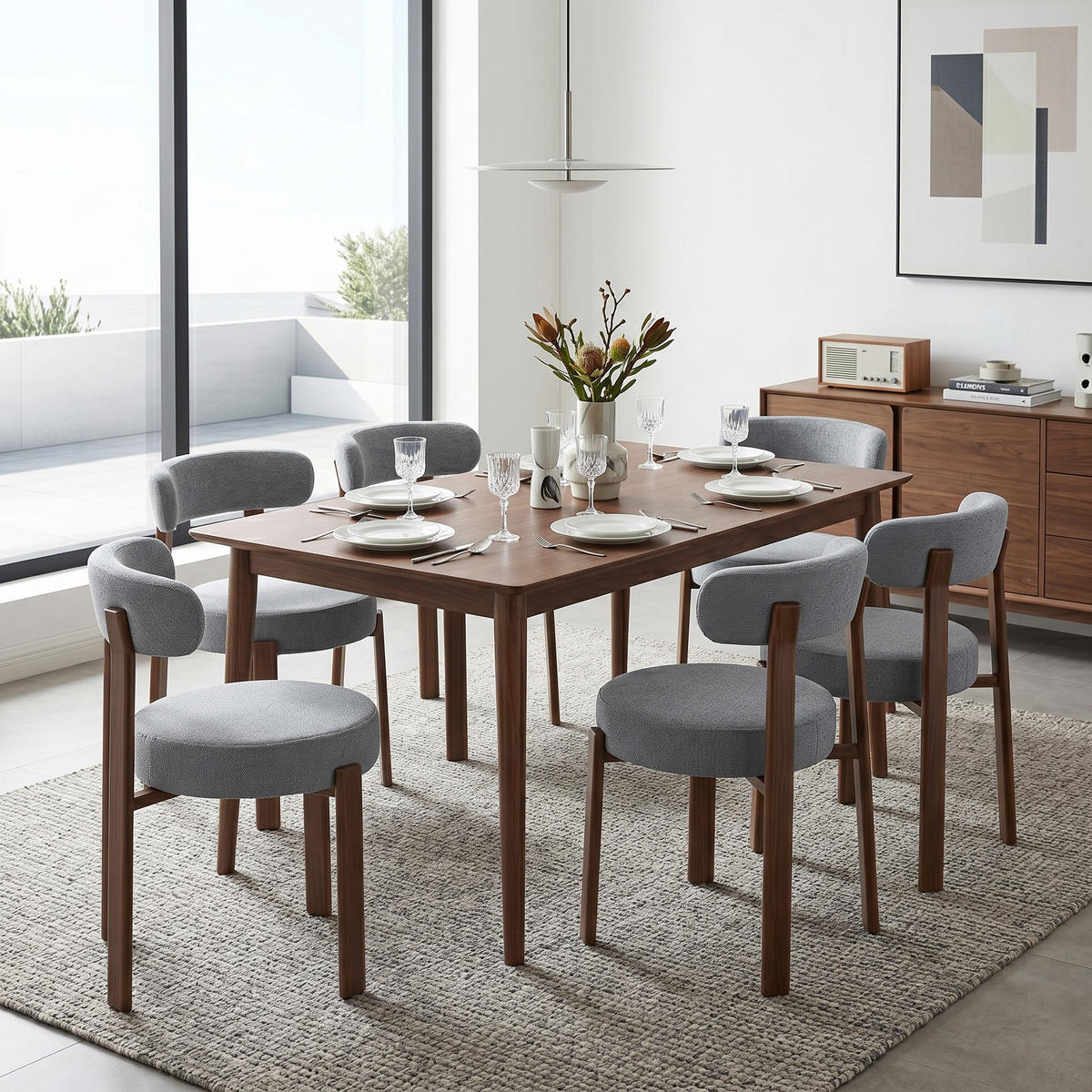 ESSZIMMERSTUHL 2ER-SET aus Stoff, mit ergonomischer Bügellehne - Grau, Textil (51.5/79/57cm) - Urban Meuble
