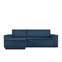 ECKSOFA-LINKS/RECHTS NAPI Schlaffunktion mit Cordbezug, blau - Blau/Schwarz, Textil (262/148cm) - KONSIMO®