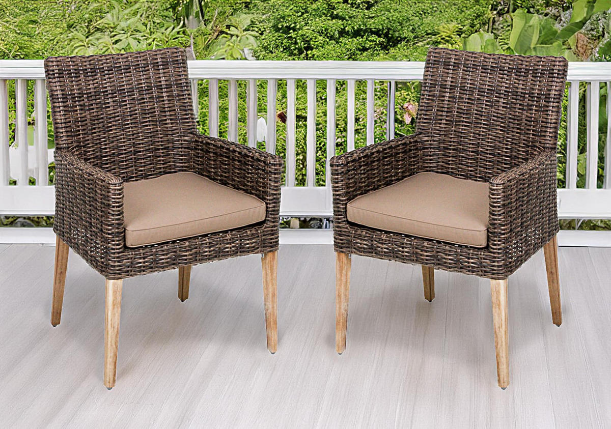 GARTENSTUHL 2er Set Tromso mit Auflage Relaxsessel - Braun, Holz (60/89/60cm) - DELUKE