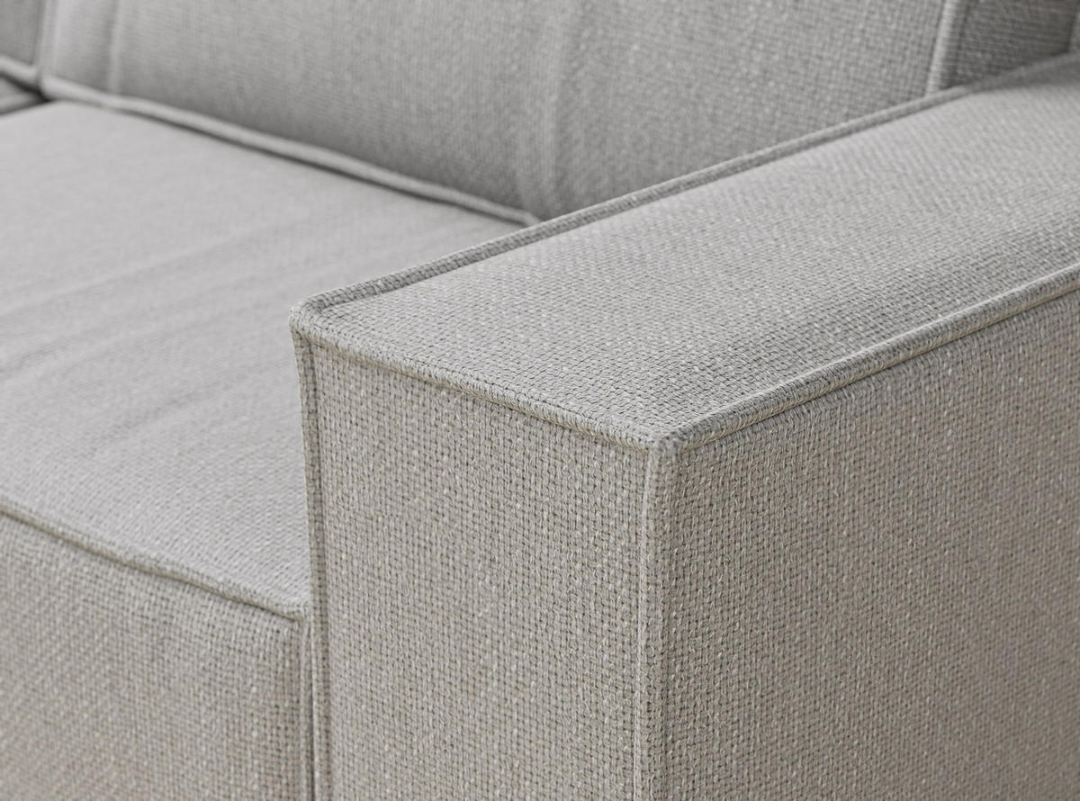 ECKSOFA MIT SCHLAFFUNKTION Zaya Hellgrau Webstoff - Hellgrau/Schwarz, Holz/Holzwerkstoff (255/148cm) - Maison de Reve