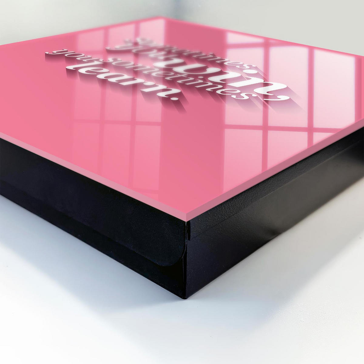 SCHLÜSSELBOX Schwarz 30x30 cm- Türöffnung nach rechts - Manchmal gewinnt man, manchmal lernt man. - Pink, Metall (30/30/5cm) - TULUP