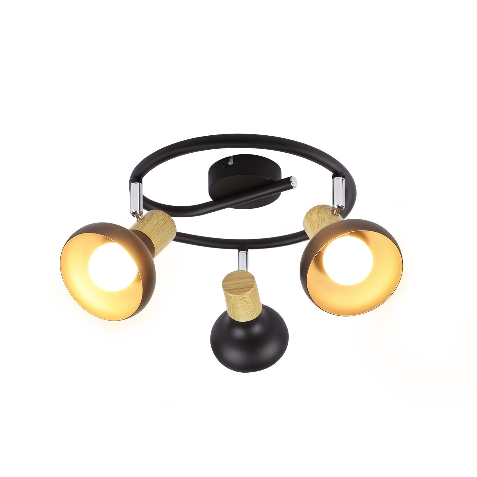 DECKENSTRAHLER Phosphora 25/15.5/25 cm - Schwarz, Metall (25/25/15.5cm) - ZMH